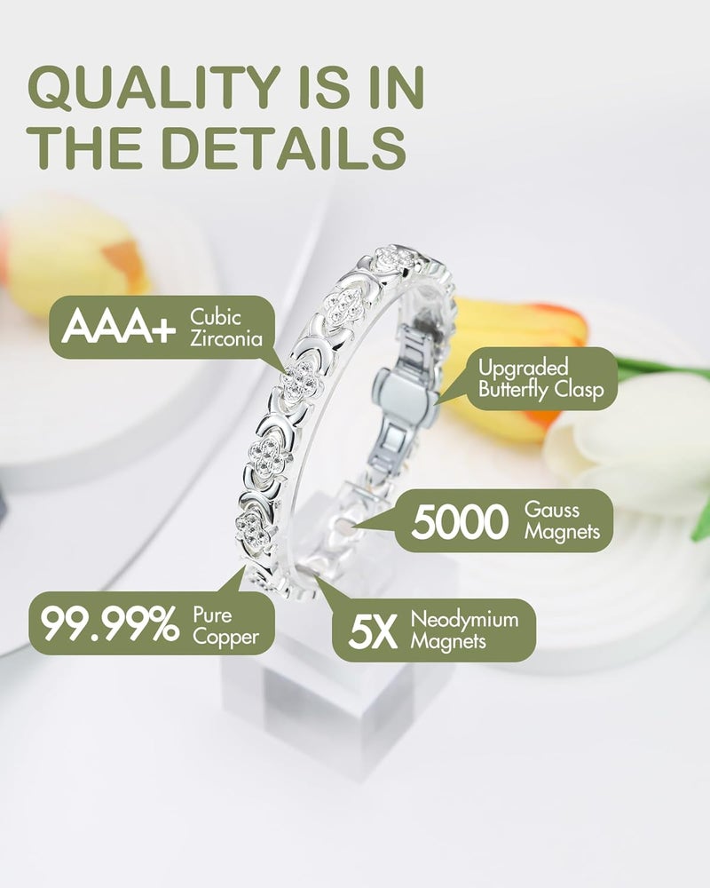 Feraco Pure Copper Bracelets for Women, 5X Ultra Strength Magnetic Bracelet with 5000 Gauss Neodymium Magnets & Upgraded Butterfly Clasp, Adjustable Jewelry Gift - Image 5